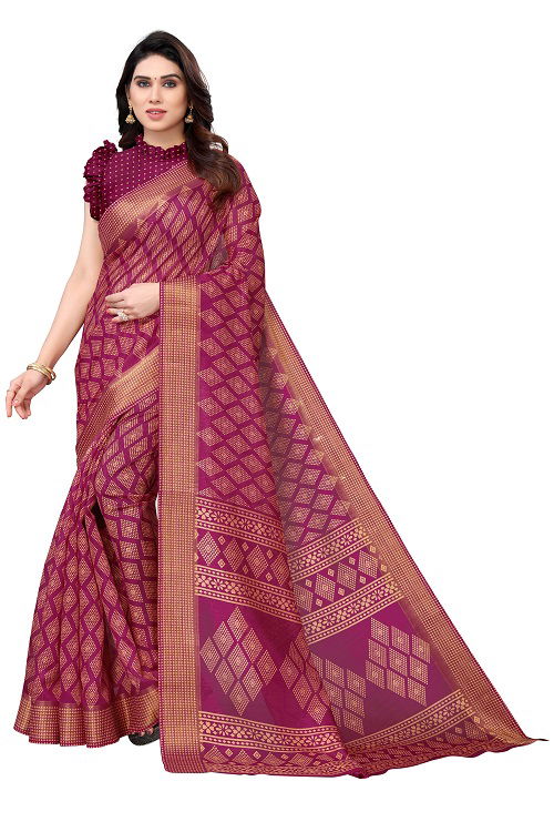 Zari Patta Gold 4 Handloom Regular Wear Wholesale Printed Sarees

